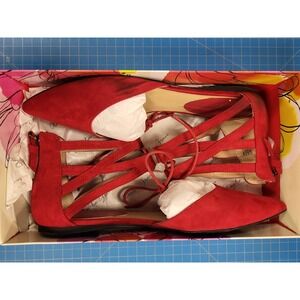 Amelia Grace Flats Red Lace Up Pointed Toe Shoes Women Size‎ 10M Fashion Style